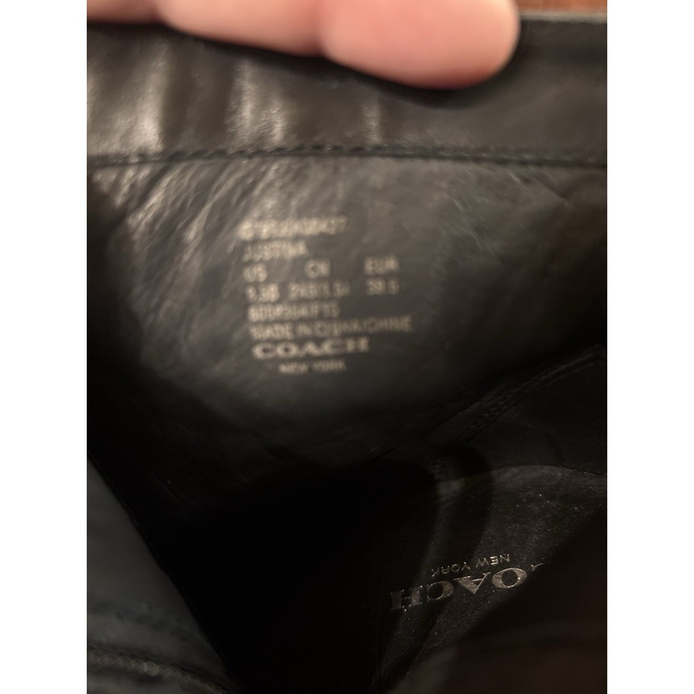 Coach Justina Bootie Black Leather Moto Ankle Boots 9.5B 3.5" Heel Studded Sole - Picture 5 of 9